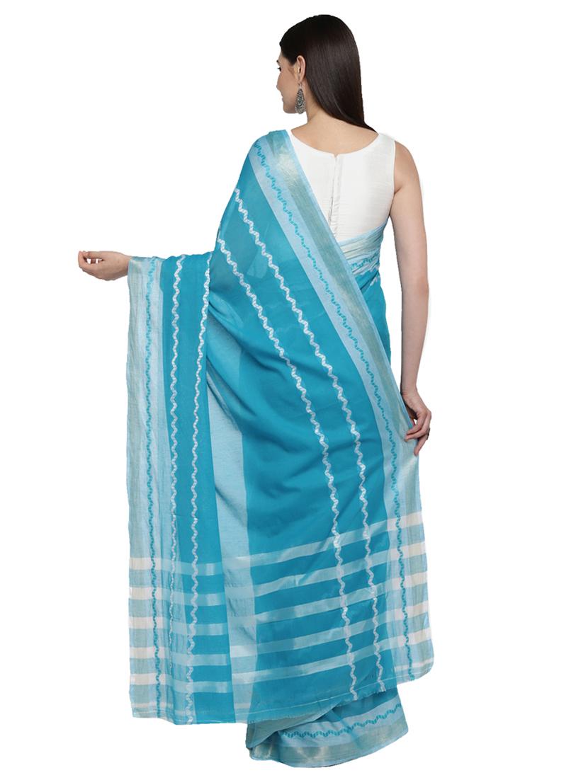 chevron border woven saree with blouse - 15876961 - Zoom Image - 2