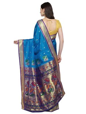 floral zari motif woven saree with blouse - 15876963 - Standard Image - 2
