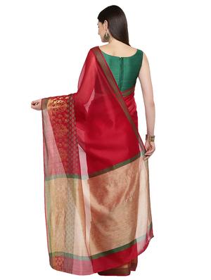 paisley zari border woven saree with blouse - 15876966 - Standard Image - 2
