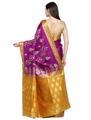 floral embroidered zari paithani saree with blouse - 15876968 - Standard Image - 2