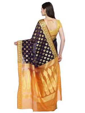 floral zari motif woven saree with blouse - 15876973 - Standard Image - 2