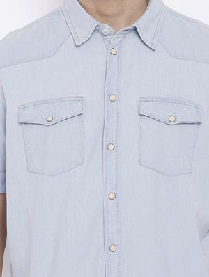 light blue solid casual shirt - 15877052 - Standard Image - 5