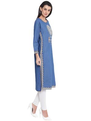 embroidered straight kurta - 15878396 - Standard Image - 2