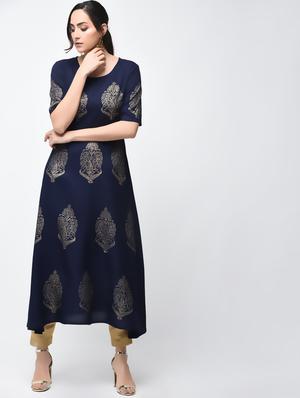 Flared block print kurta - 15879121 - Standard Image - 2