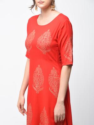 flared block print kurta - 15879123 - Standard Image - 5