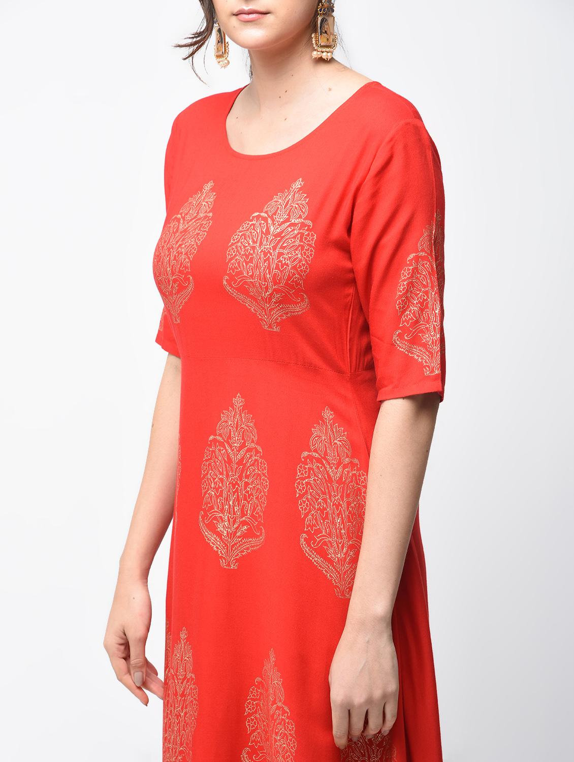flared block print kurta - 15879123 - Zoom Image - 5