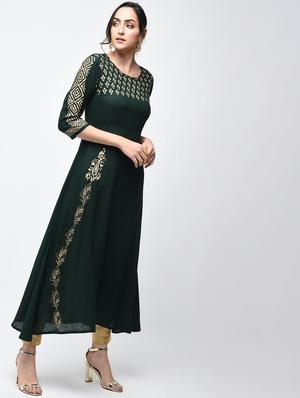A-line block print kurta - 15879130 - Standard Image - 2