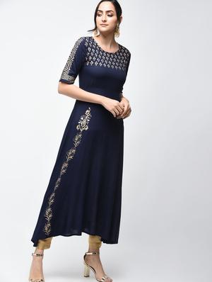 A-line block print kurta - 15879132 - Standard Image - 2