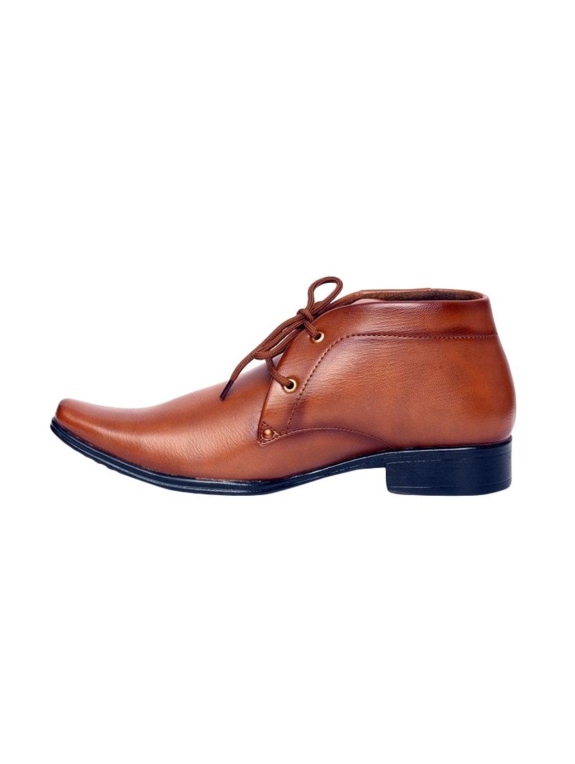 tan leatherette lace-up derbys - 15879362 - Zoom Image - 2