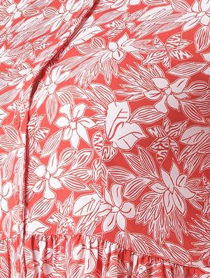 floral band collar flared dress - 15879480 - Standard Image - 5