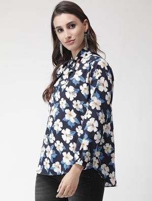 tie neck floral top - 15879498 - Standard Image - 2