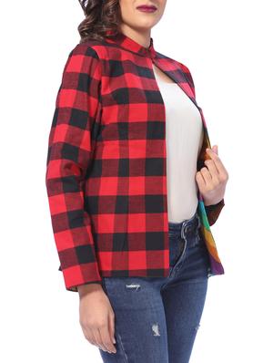 open front checkered jacket - 15880270 - Standard Image - 2