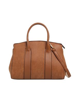 brown leatherette (pu) regular satchel - 15880469 - Standard Image - 2