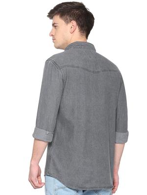 grey cotton casual shirt - 15880713 - Standard Image - 2