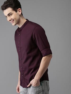 purple solid casual shirt - 15881765 - Standard Image - 2