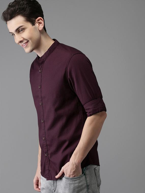 purple solid casual shirt - 15881765 - Zoom Image - 2