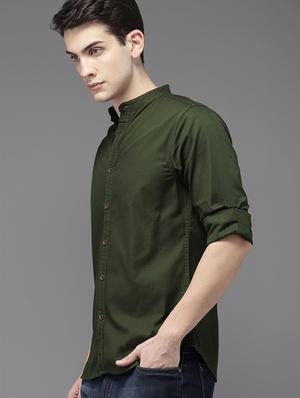 green solid casual shirt - 15881766 - Standard Image - 2