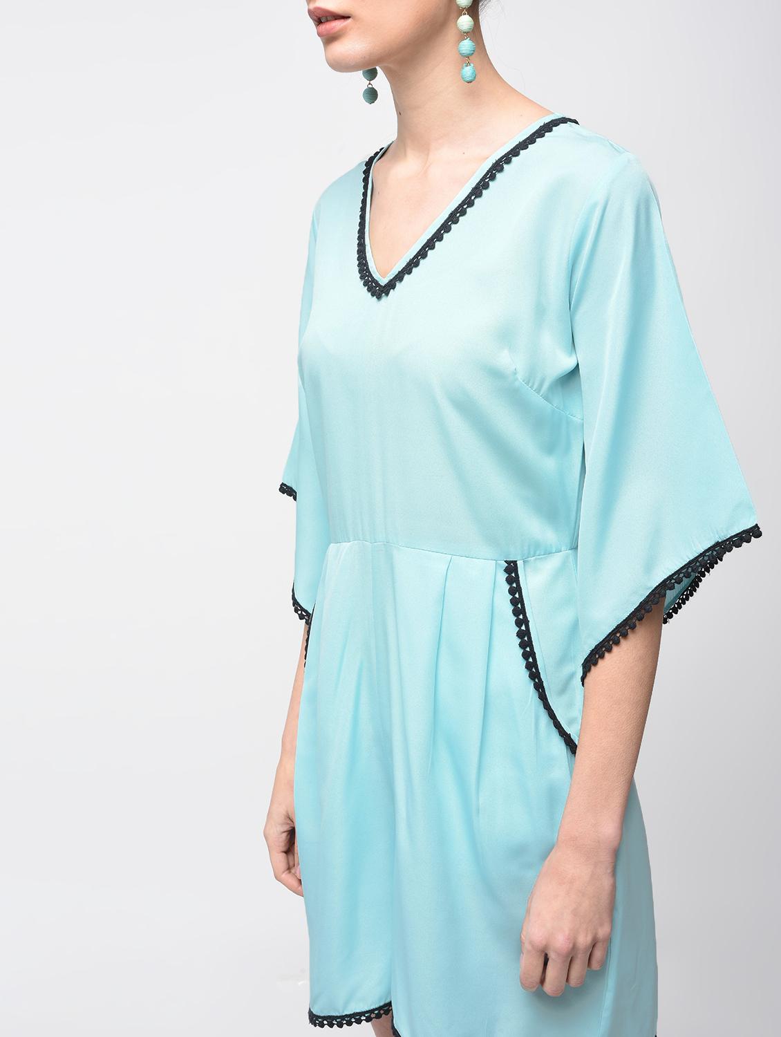 contrast lace pleated romper - 15881785 - Zoom Image - 5