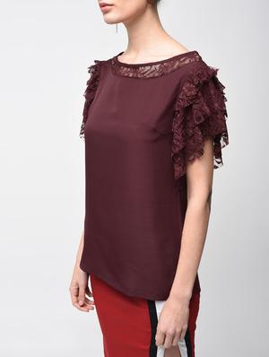 laced panel ruffle detail top - 15881803 - Standard Image - 5