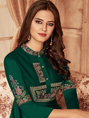 Embroidered stitched flared suit - 15882475 - Standard Image - 2