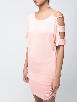 cut out sleeved drop waist dress - 15882527 - Standard Image - 5