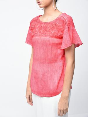 embroidered yoke lace insert top - 15882552 - Standard Image - 5
