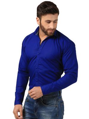 blue solid casual shirt - 15883505 - Standard Image - 2