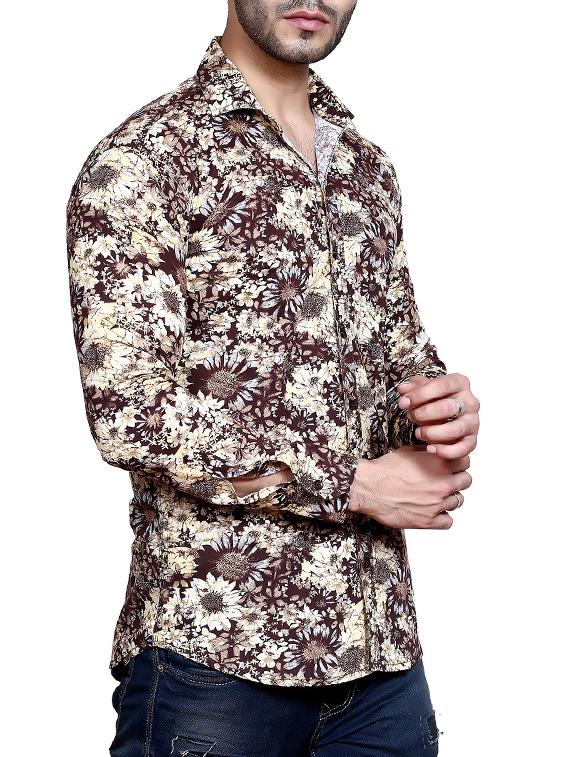 brown floral printed casual shirt - 15883514 - Zoom Image - 2