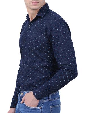 navy blue printed casual shirt - 15883581 - Standard Image - 2