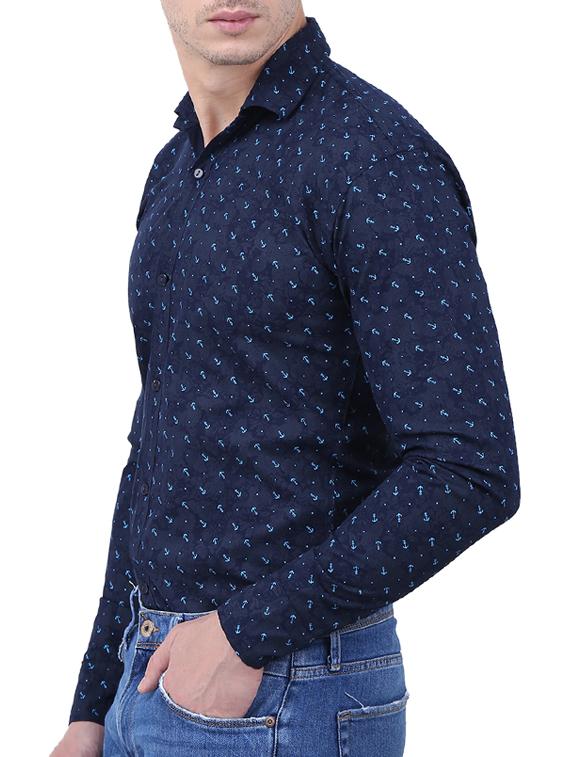 navy blue printed casual shirt - 15883581 - Zoom Image - 2