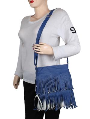blue leatherette (pu) regular sling bag - 15883850 - Standard Image - 5