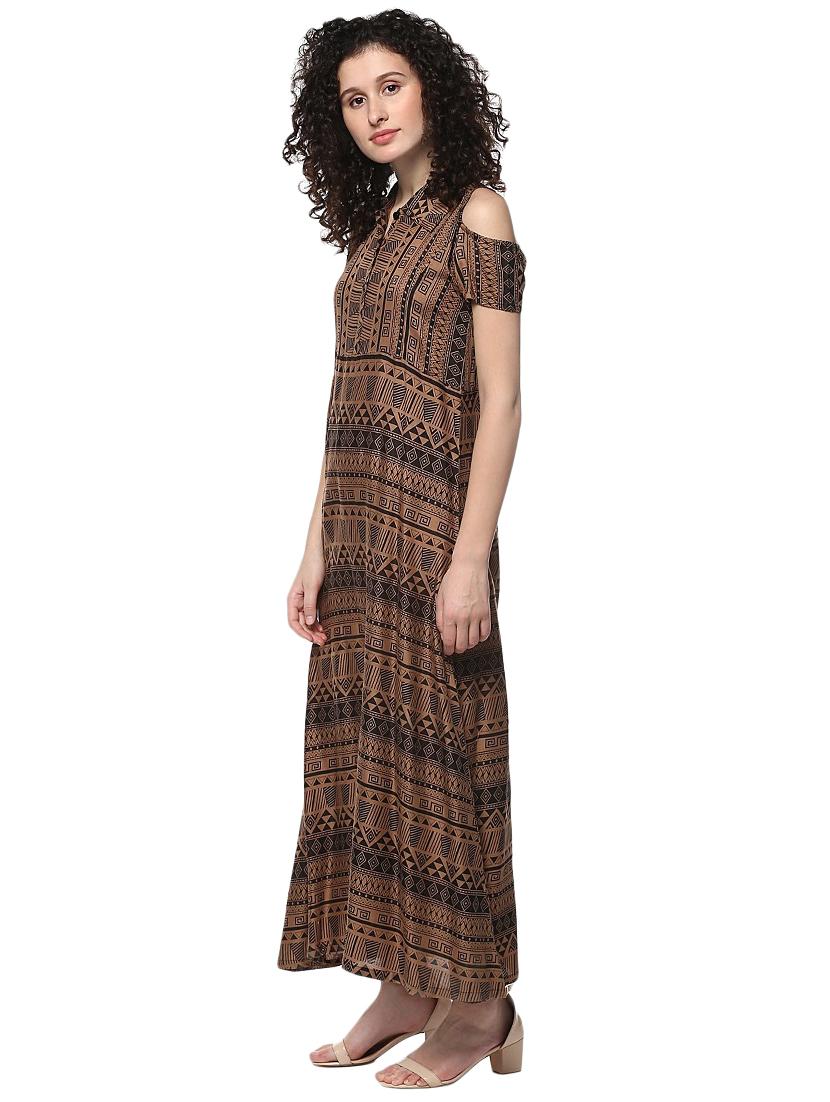 a-line cold shoulder dress - 15884173 - Zoom Image - 2