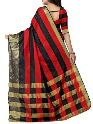 Color block zari bordered saree with blouse - 15885199 - Standard Image - 2