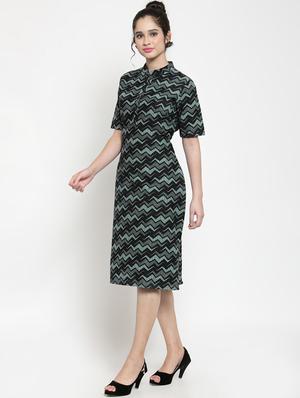 chevron button detail a-line dress - 15885306 - Standard Image - 2