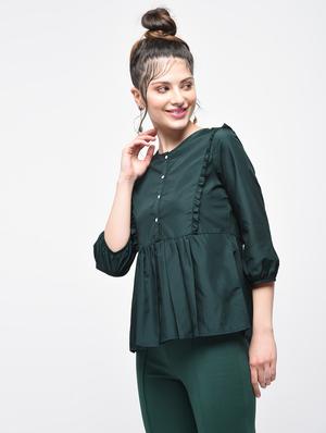 ruffle trim gathered top - 15887608 - Standard Image - 2