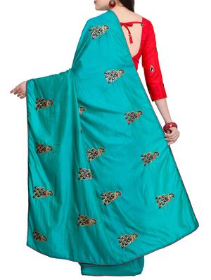 ethnic motif embroidered saree with blouse - 15887796 - Standard Image - 2