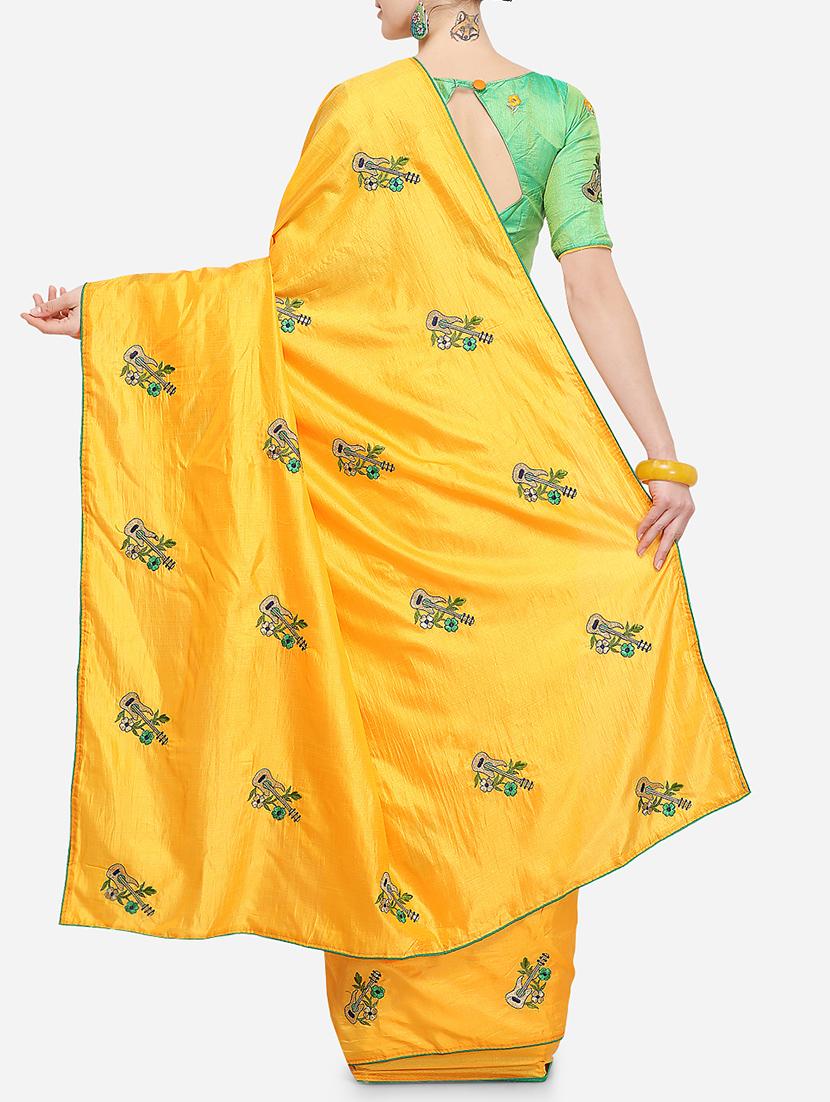 ethnic motif embroidered saree with blouse - 15887802 - Zoom Image - 2
