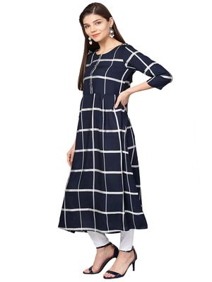 checkered a-line kurta - 15887855 - Standard Image - 2