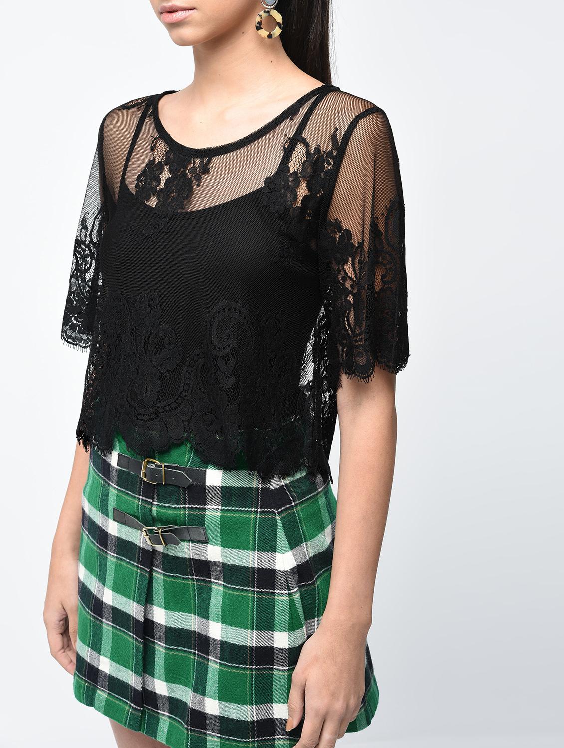 short sleeved floral laced top - 15888344 - Zoom Image - 5