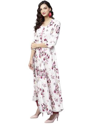 off-white printed flared kurta - 15888728 - Standard Image - 2