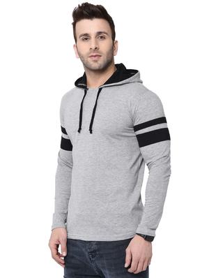 grey cotton hooded t-shirt - 15890612 - Standard Image - 2