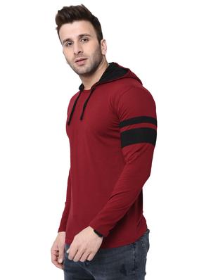 maroon cotton hooded t-shirt - 15890613 - Standard Image - 2