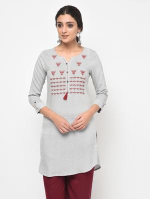 straight embroidered kurti - 15890793 - Standard Image - 2