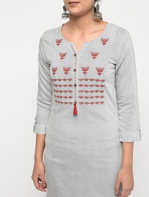 straight embroidered kurti - 15890793 - Standard Image - 5