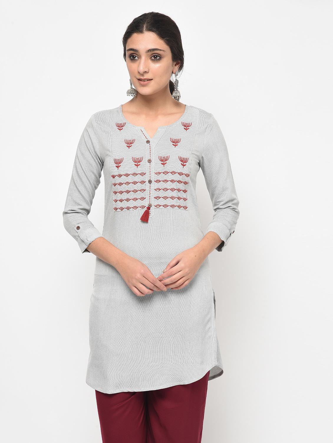 straight embroidered kurti - 15890793 - Zoom Image - 2
