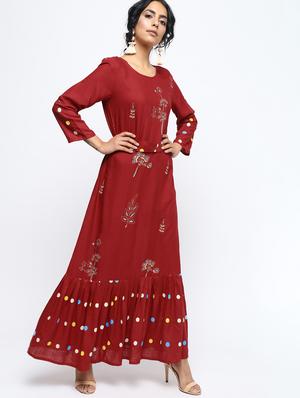 Printed a-line dress - 15893352 - Standard Image - 2