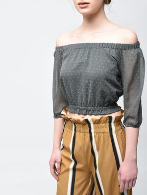 Dobby off shoulder crop top - 15894141 - Standard Image - 5
