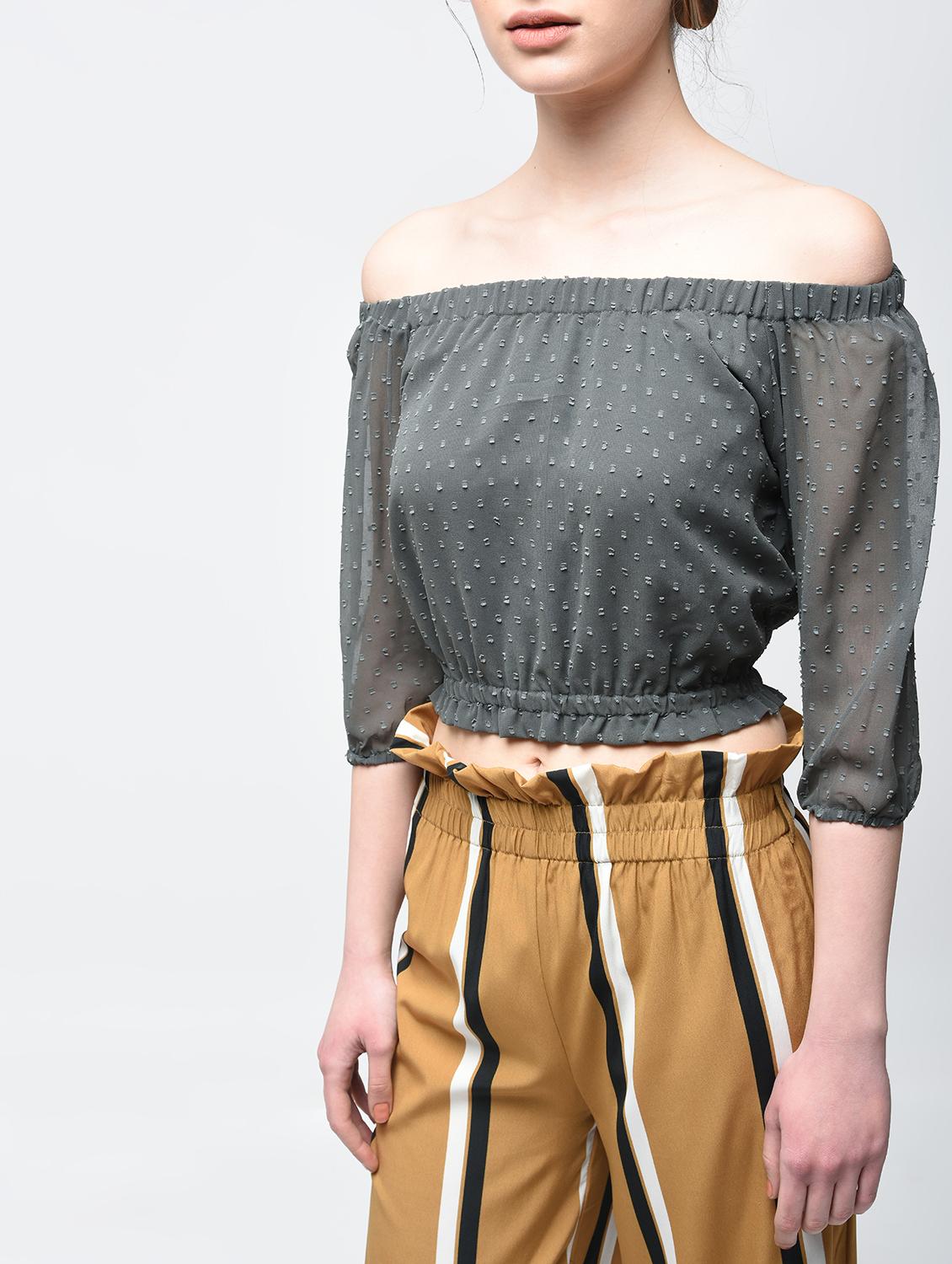 Dobby off shoulder crop top - 15894141 - Zoom Image - 5