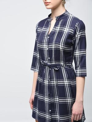 checkered pin tucks detail tunic - 15894148 - Standard Image - 5