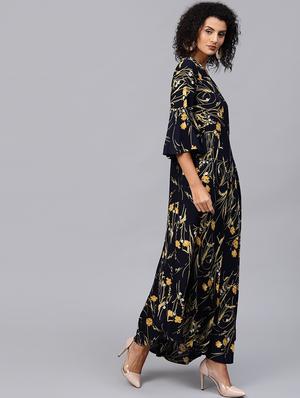 bell sleeves flared ethnic dress - 15894289 - Standard Image - 2